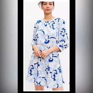Loft: Long-Sleeved Patterned Mini Dress Size Small Petite